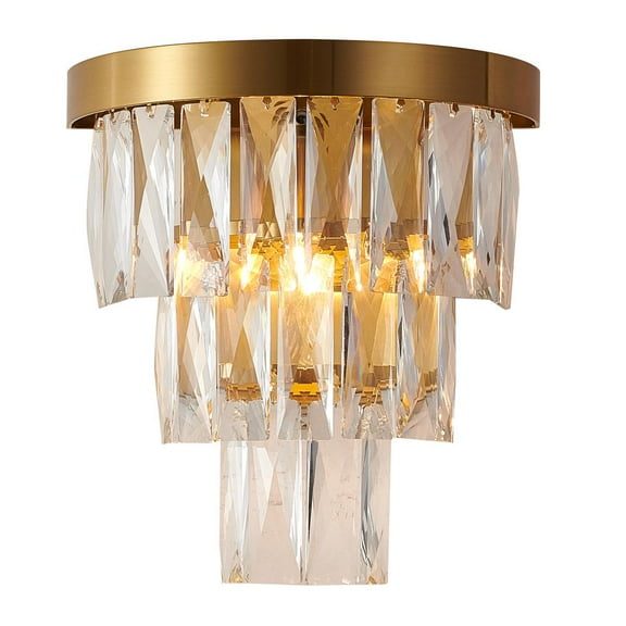 Bethel International Wall Sconce Gold Metal & Crystal