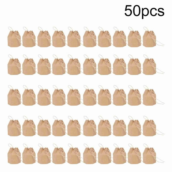 50 cajas de papel para dulces innovadoras para hacer tú mismo, bolsas de regalo con cuerda de cáñamo para bodas, fiestas, baby showers