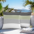 thumbnail image 5 of Grey Sage Outdoor Pillow Covers Set of 2 Green and White Striped Geometric Waterproof Throw Pillow Case Decorative Square Cushion Cover for Patio Couch Garden Balcony, 26"x26", 5 of 9