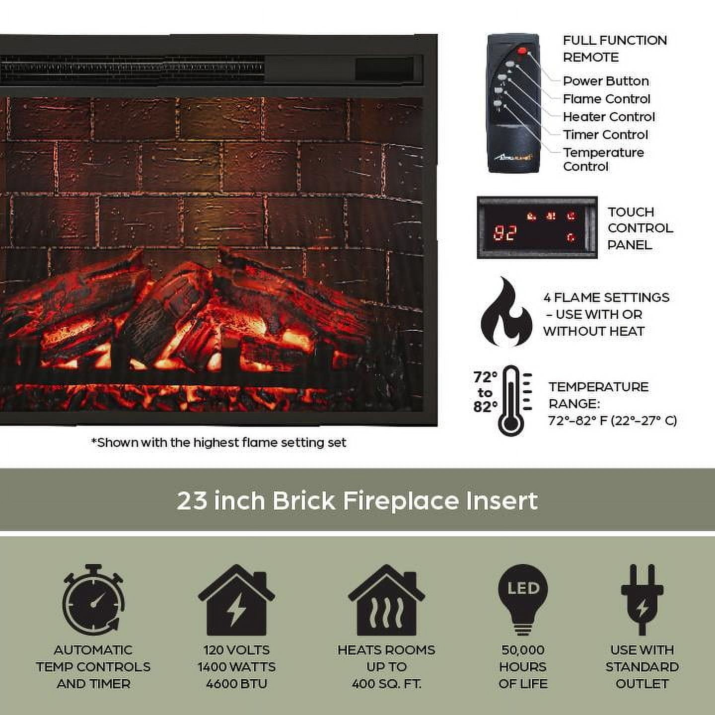 Ameriwood Home Ashton Lane Fireplace TV Stand, Spring Pine