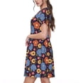 thumbnail image 2 of Naloa Leaves Flower Print Womens Summer A-Line Dress with Pockets,Short Sleeve Dresses,Flowy Beach Swing Dress for Vacation Travel, 2 of 6