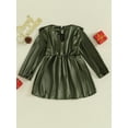 thumbnail image 4 of Bagilaanoe Toddler Baby Girl Velvet Dress Ruffle Long Sleeve A-line Princess Dresses 9M 12M 18M 24M 3T 4T Kids Casual Fall Dress, 4 of 9