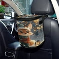 thumbnail image 6 of Qxltty Cute Little Fox Wearing A Christmas Hat Car Trash Can with Lid Vehicle Backseat Hanging Leak Proof Storage Bin, 6 of 7