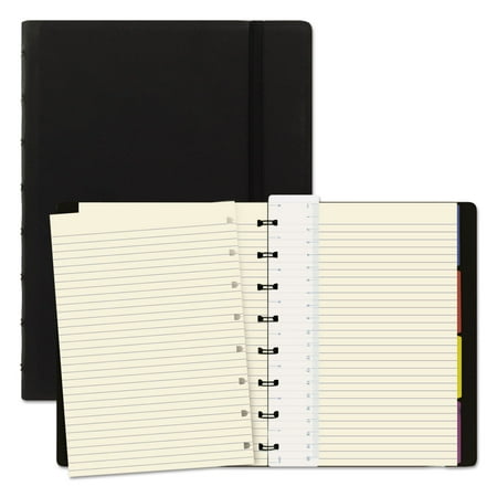 Rediform Office Products Notebook, 1 Subject, Medium/College Rule, Black Cover, 8.25" x 5.81", 112 Sheets