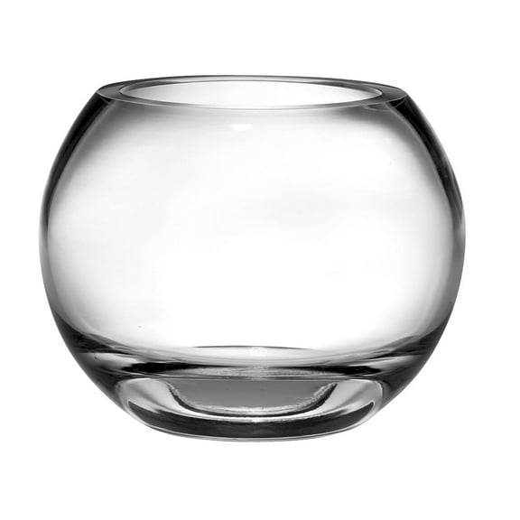 Glass Thick Rose Bowl , Clear, 5.5"D (5.5 inches Diameter) , Handmade by Barski , Superb Quality, Made in Europe