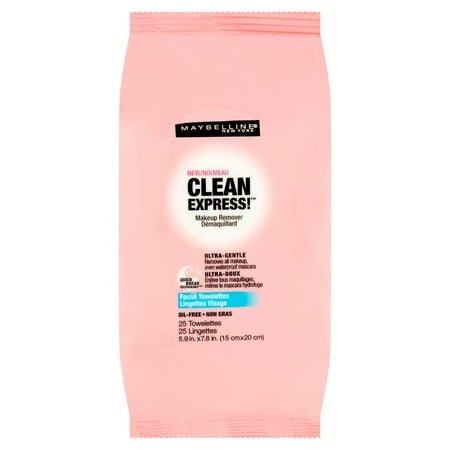 Maybelline New York Clean Express! Makeup Remover Facial Towelettes, 25 count