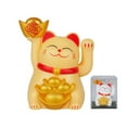 thumbnail image 2 of 2 Inch Lucky Cat Ornament,Solar Automatic Waving Lucky Cat Car Cashier Ornament Shop Feng Shui Cat Decoration Gift,Yellow, 2 of 7