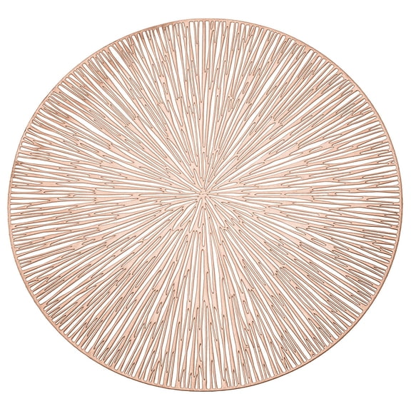 1 Pcs Round Placemats,Pvc Hollow Out Placemats,14.96 Inch Round Placemats,Washable Easy Clean Wipeable Non-Slip Stain Heat-Resistant Dining Table Place Mats,Dinning Table Place Mats,Rose Gold