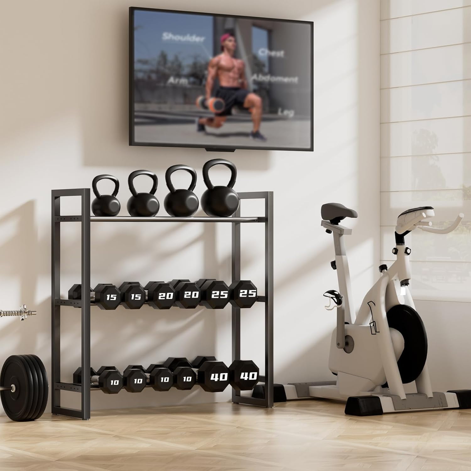 Niffgaff 3 Tier Dumbbell Rack Weight Rack Stand Only for Home Gym Storage Organizing Dumbbells Up to 390 lb Capacity