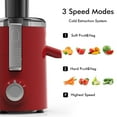 thumbnail image 6 of SiFENE Centrifugal Juicer Machine, 350W 3-Speed Juice Extractor with 2.5-Inch Wide Chute, Easy Clean, High Juice Yield, Compact Fruit & Vegetable Juicer, Home Kitchen, Red, 6 of 8