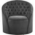 thumbnail image 4 of Meridian Furniture Alessio Grey Velvet Swivel Accent Chair, 4 of 5