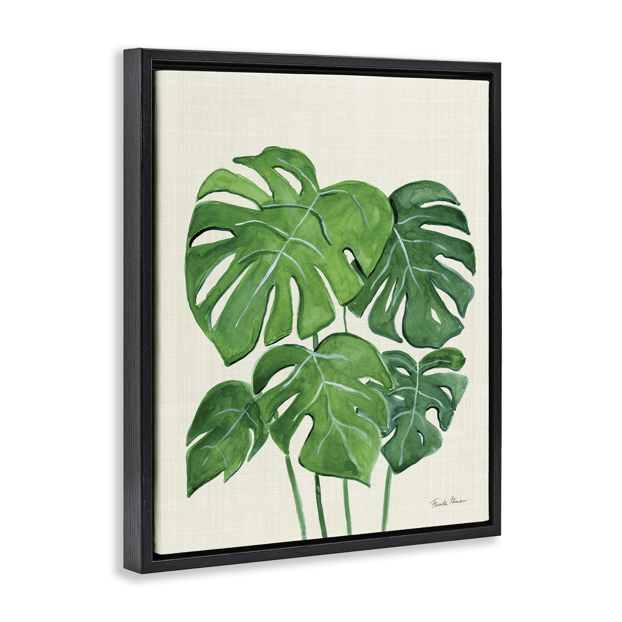 Stupell Industries Green Monstera Bundle Botanical & Floral Painting Black Floater Framed Art Print Wall Art, 17 x 21
