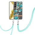 thumbnail image 2 of Flower Pattern Case for Samsung Galaxy S22, Detachable Shoulder Strap Lanyard Crossbody Slim Lightweight Floral Cover with Soft Silicone Shockproof Drop Resistant Case,Blue Rose, 2 of 7