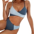 thumbnail image 4 of Efsteb High Waisted Bikini Sets for Women Beachwear Swimwear Bikini Contrast Colour Patchwork Bathing Suit Surfing (Light Blue,L), 4 of 6
