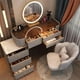 thumbnail image 2 of Nordic Mirror Makeup Vanity Table Dressing Table Dressers Bedroom Luxury Dresser Light Vanity Desk De Chevet Bedroom Furniture My Lux Decor Round, 2 of 28