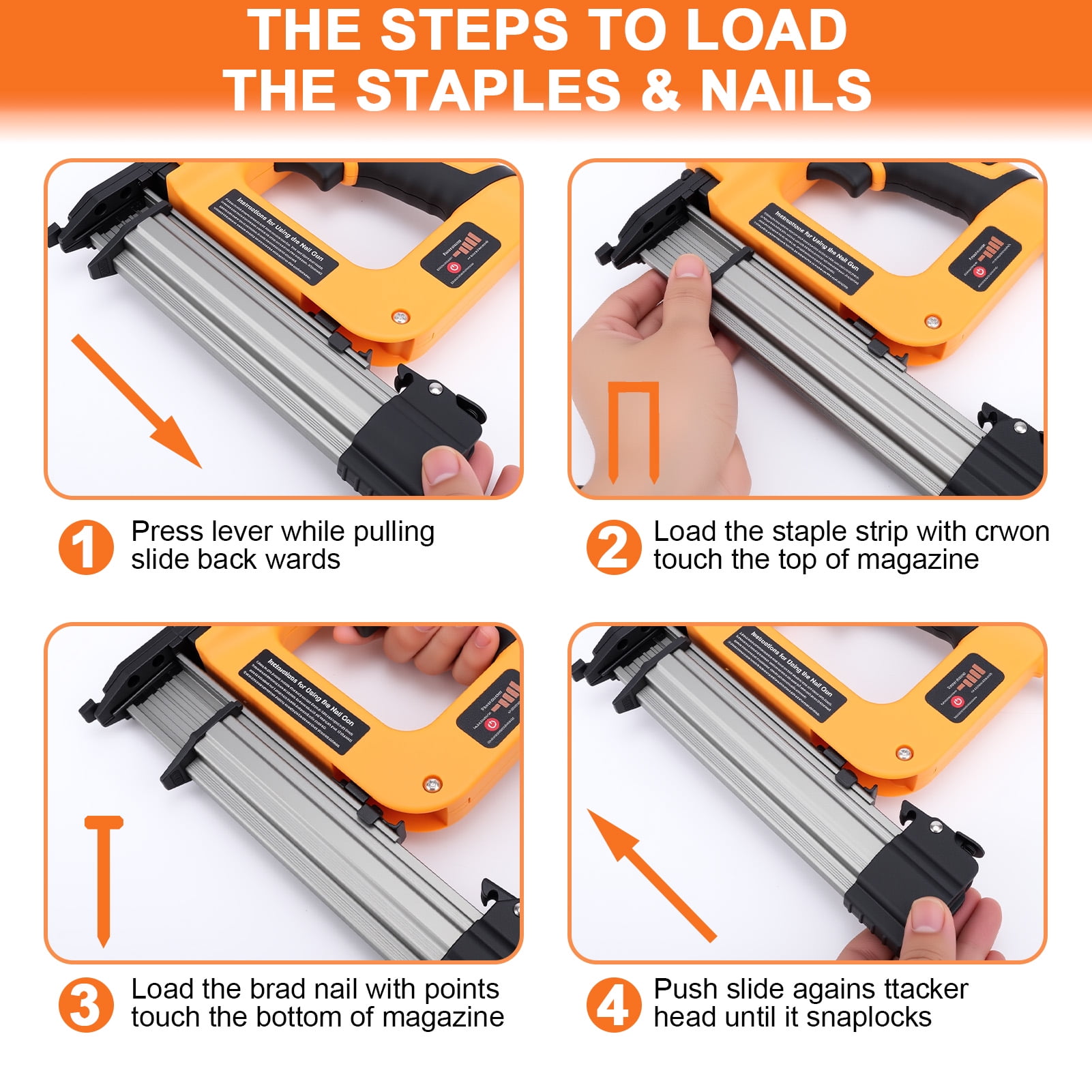 18GA 2-in-1 Electric Brad Nailer/Stapler,4 Level Adjustable Electric Nail Gun Gun for Upholstery, Carpentry and Woodworking Projects