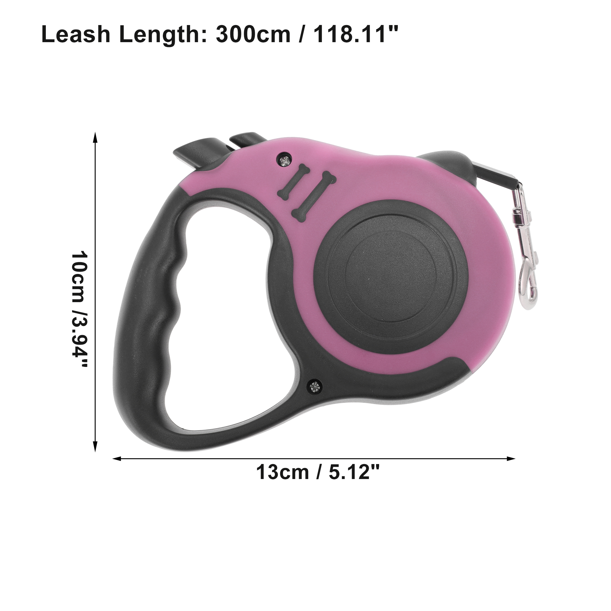 Unique Bargains Retractable Pet Leash Ergonomic Dog Leash with Handle Pink 118.11"