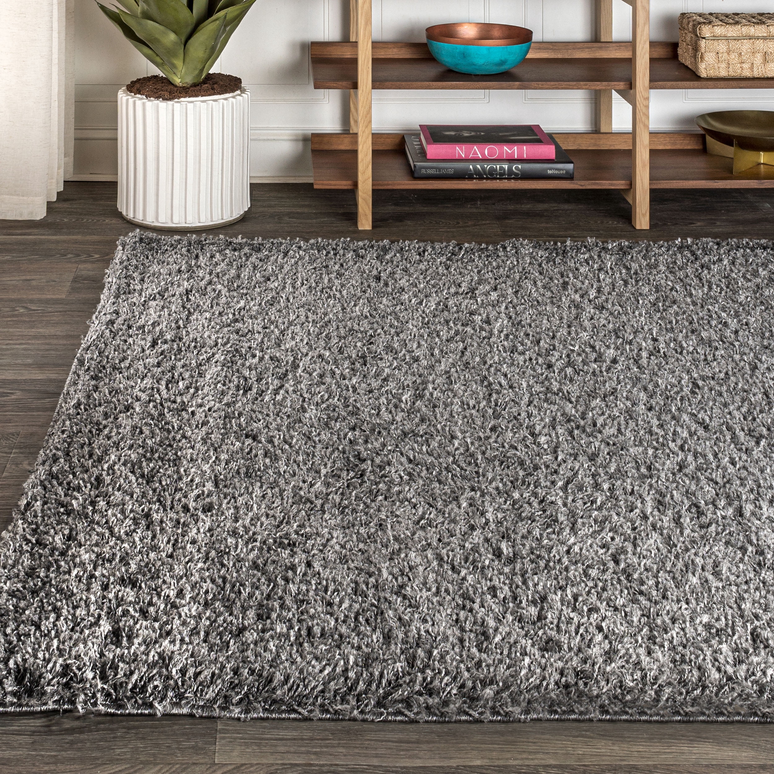 JONATHAN Y MERCER SHAG 4 x 6 Area Rug, Mercer Plush - Charcoal, MCR106B-4