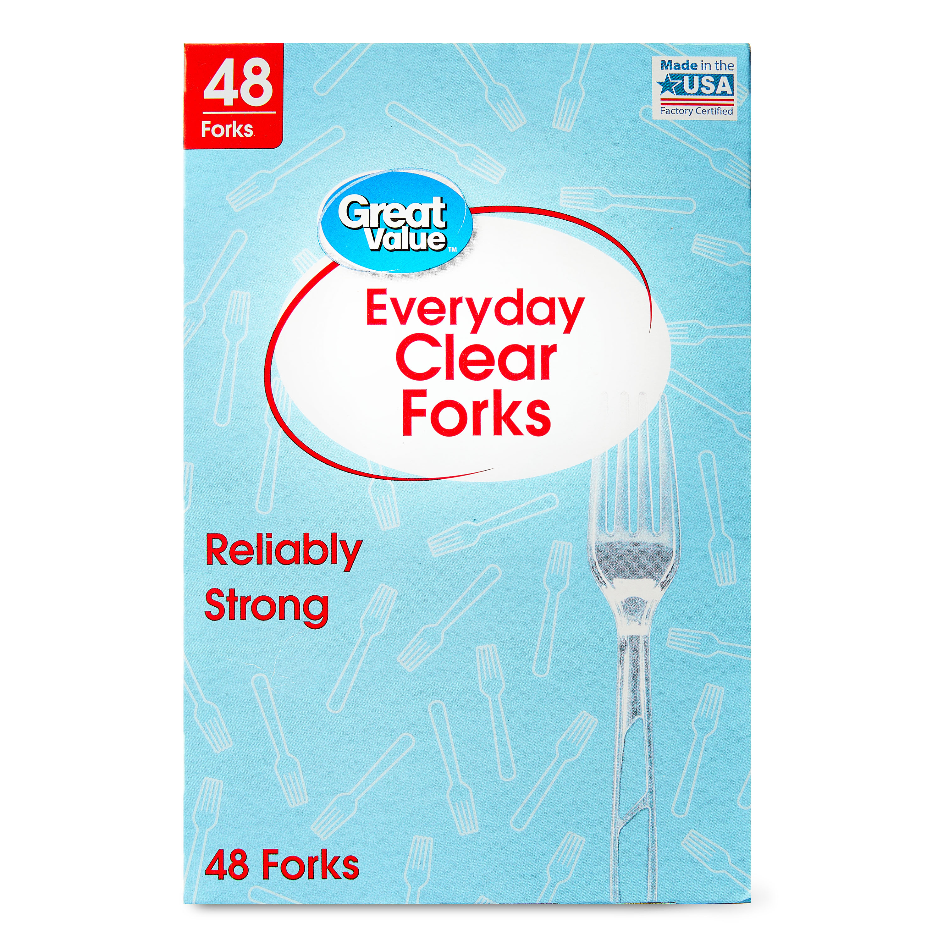 Great Value Premium Clear Disposable Plastic Forks, Clear, 48 Count - image 2 of 7
