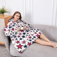 thumbnail image 5 of Oversized Wearable Blanket Hoodie,Red White Blue Baseballs and Stars Pattern Sherpa Blanket Hoodie with Super Pockets,Super Warm Fuzzy Pullover for Women & Men, 5 of 6