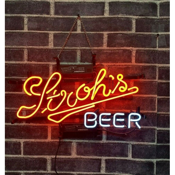 Queen Sense 17"x14" Stroh's Beer Neon Sign Man Cave Handmade Neon Light 117SSB