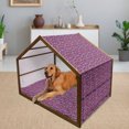 thumbnail image 2 of Hippo Pet House, Themed Student Animals on Purple Background Ornamented with Maths, Outdoor & Indoor Portable Dog Kennel with Pillow and Cover, 5 Sizes, Multicolor, by Ambesonne, 2 of 4
