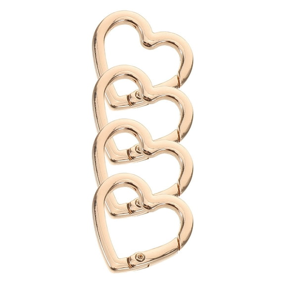 OUNONA 4-Pack Mini Heart-Shaped Carabiner Clips 0.98x0.98 Zinc Alloy Snap Hooks Keychain for Backpack, Purse, Keys