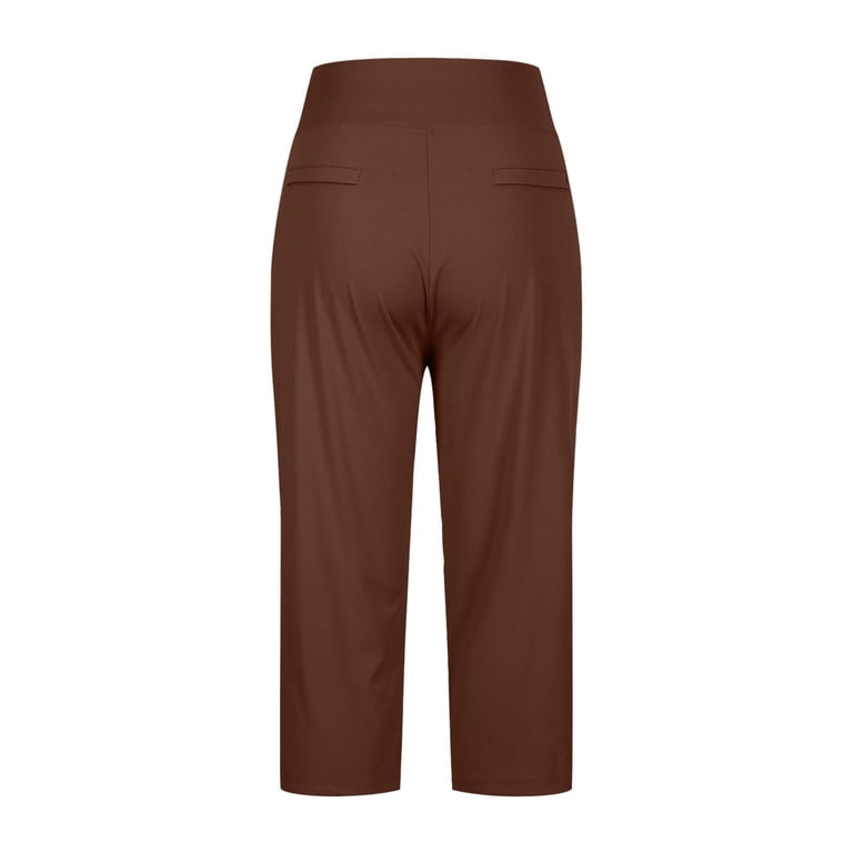 brown capri dress pants Brown Drawtring Capris | Adjustable 3/4 Pants Cotton | XS