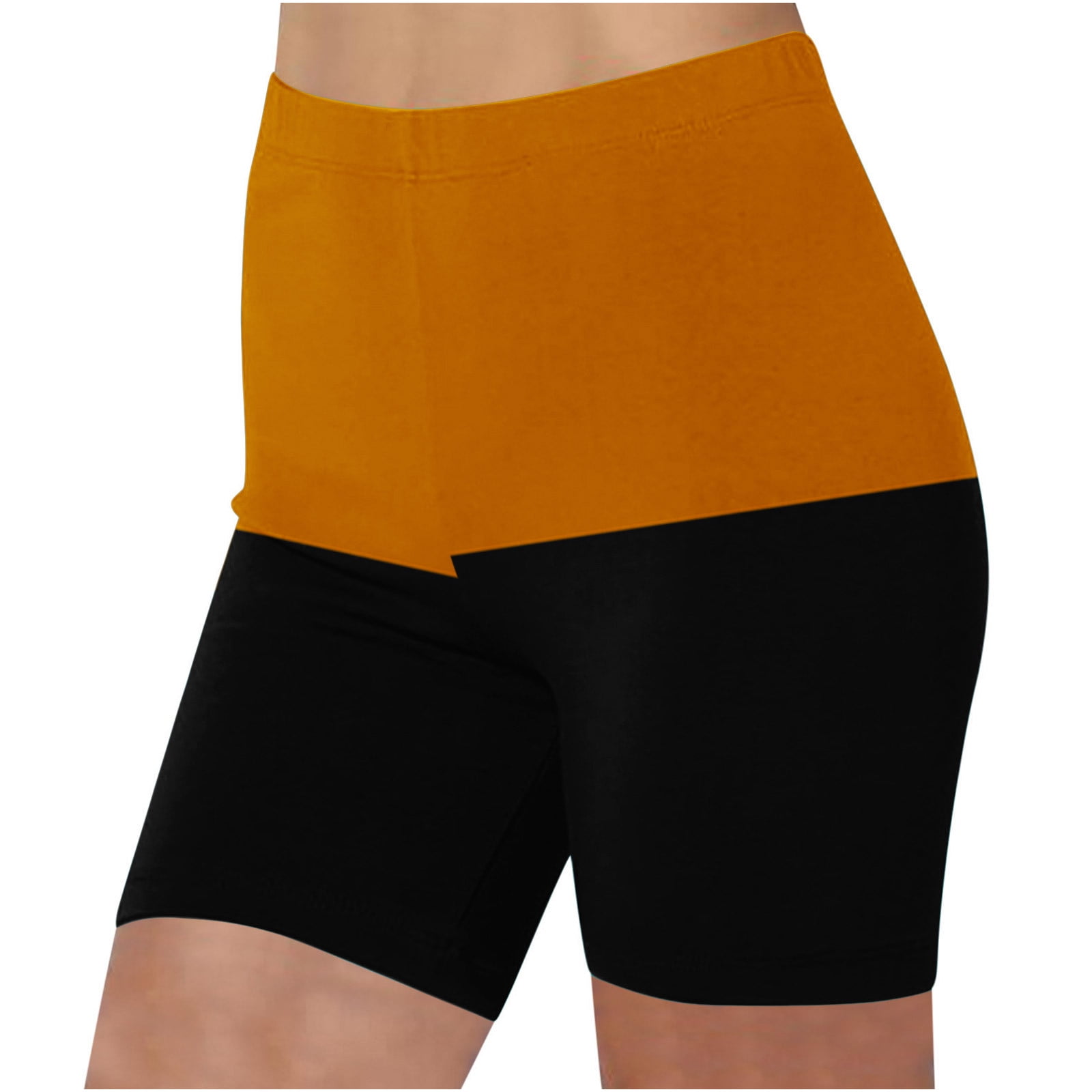 Penkiiy Women s Biker Shorts High Waist Yoga Workout Gym Running Volleyball Shorts M Orange