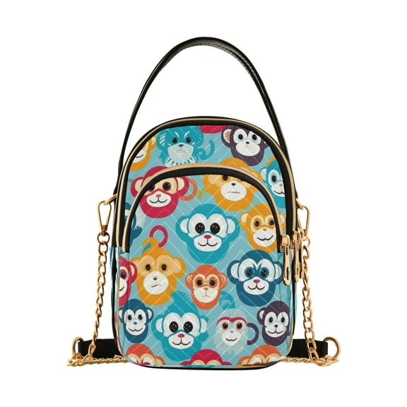 ALAZA Chain Crossbody Bags for Women Cartoon Monkey Cute Shoulder Handbag Phone Purse
