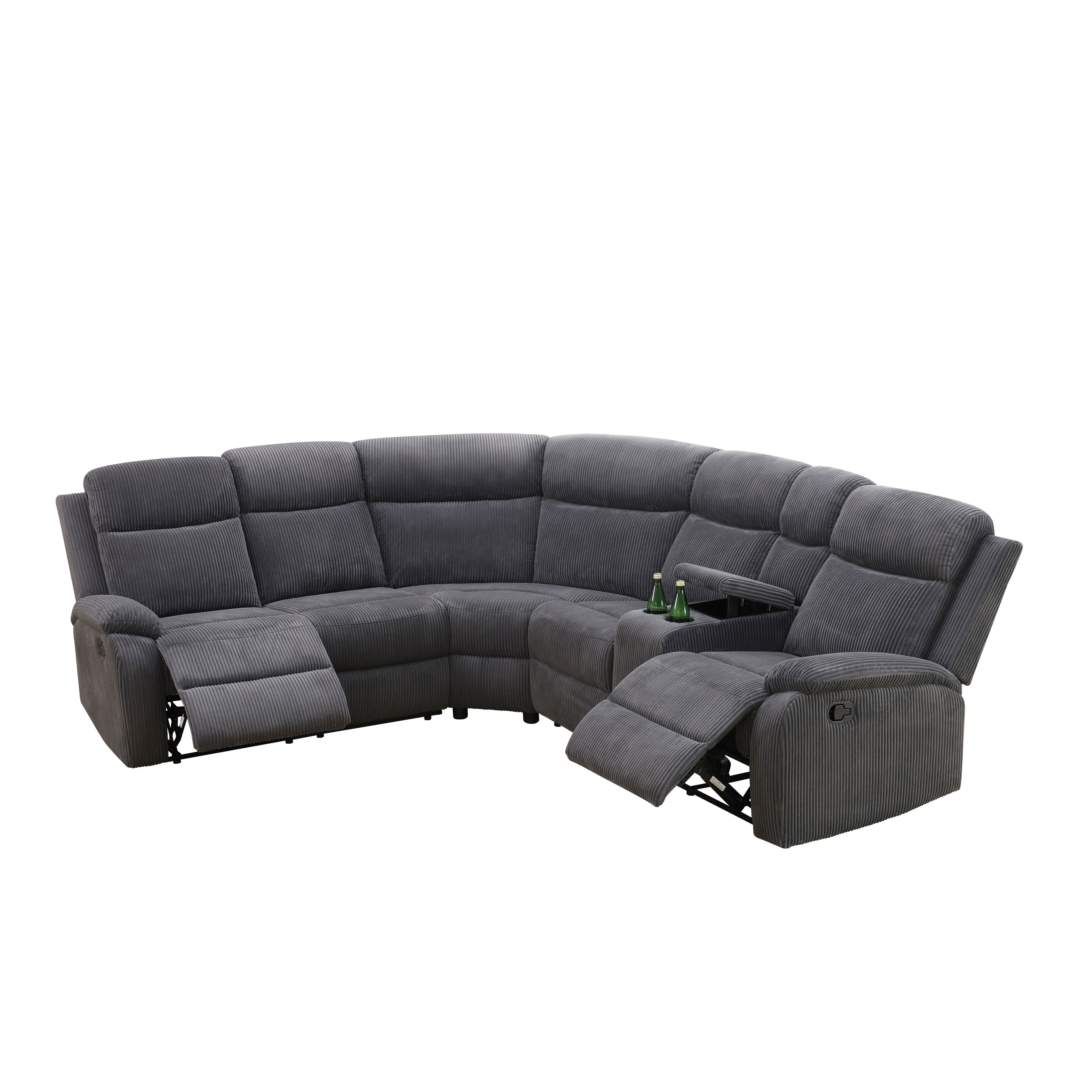 MAYEERTY Oversized Recliner Sectional Sofa, L-Shape Corner Couch with Cup Holders & Storage for Living Room, Home Theater, Dark Gray