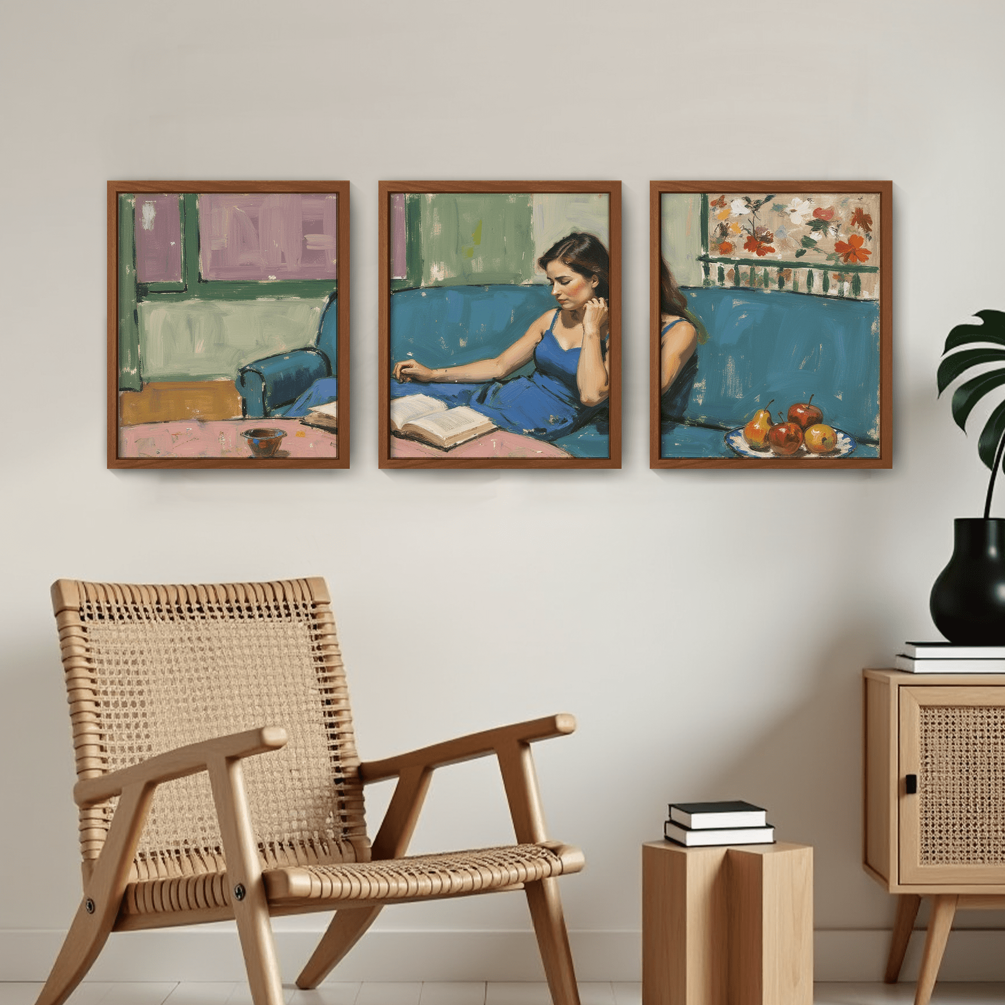 MAYEERTY Modern Abstract Wall Art Painting, Living Room Decor, Brown MDF Frame, 7.87"x9.84"