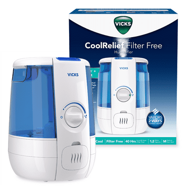 Vicks 1.2 Gallon Cool Relief Filter Free Ultrasonic Humidifier, 400 sq ft,  VUL600