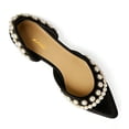 thumbnail image 2 of XYD Women Elegant Pearls D'Orsay Pumps Pointed Closed Toe Low Heels Slip-on Kitten Evening Shoes Size 7 Black, 2 of 4