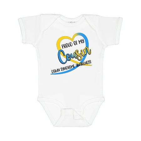 

Inktastic Proud of My Cousin Down Syndrome Awareness Heart Ribbon Gift Baby Boy or Baby Girl Bodysuit