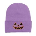 thumbnail image 3 of SYMOID Purple Knit Beanie with Embroidered Pumpkin O'Lantern - Cuffed Ribbed Winter Hat for Unisex Hats,Size Free Size, 3 of 7