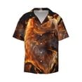 thumbnail image 5 of Daiia Gold Flame Pattern Wolf Men's Linen Shirts Short Sleeve Casual Shirts Button Down Shirt for Men Beach Summer Wedding Shirt-X-Large, 5 of 6