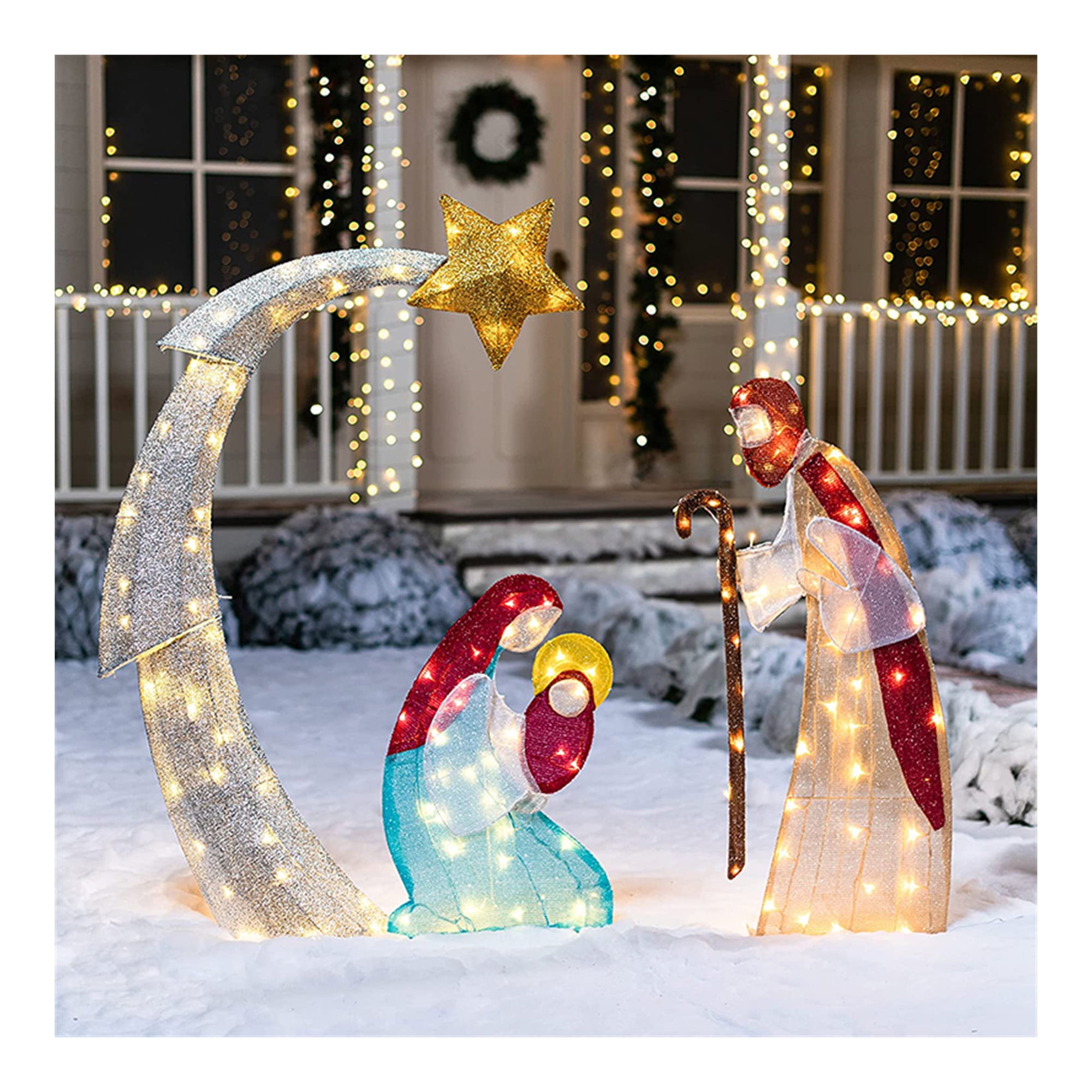 Light Up Jesus Baby Nativity Figures with LED Lights Christmas