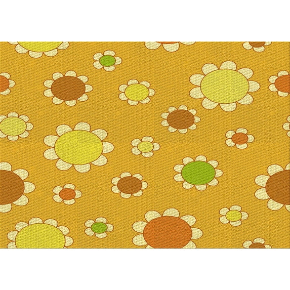 Ahgly Company Machine Washable Indoor Rectangle Transitional Bright Gold Yellow Area Rugs, 2' x 5'