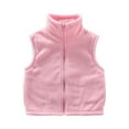 thumbnail image 2 of Abcomgle Boys Girls Polar Fleece Vest Full-Zip Sleeveless Jacket Stand Collar Lightweight Kids Vest Girls Winter Thermal Fuzzy Girls Outerwear with Pockets,2-3 Years Light pink, 2 of 3