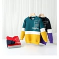 thumbnail image 2 of AAMILIFE New Boys Terry Sweater Big Boys Reflective Print Long Sleeve Children's Contrast Sweater, 2 of 8