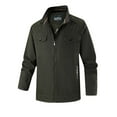 thumbnail image 1 of Men's Casual Loose Fit Hooded Work Jacket, Windproof Lightweight Polyester Coat with Zip Front and Pockets for Outdoor Hiking, Camping, Cycling, Spring Fall Windbreaker, 1 of 7