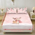 thumbnail image 2 of COEQINE Twin Size Sheet Set Soft Wrinkle Free 3 Pieces Bed Sheets Set with Deep Pocket Bedsheet & Pillowcases for Christmas Home Decor, Cute Reindeer Pink, 2 of 5