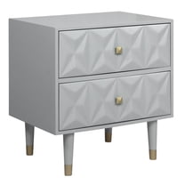 Riverbay Furniture Two Drawer Wood Geo Texture Nightstand in Gray