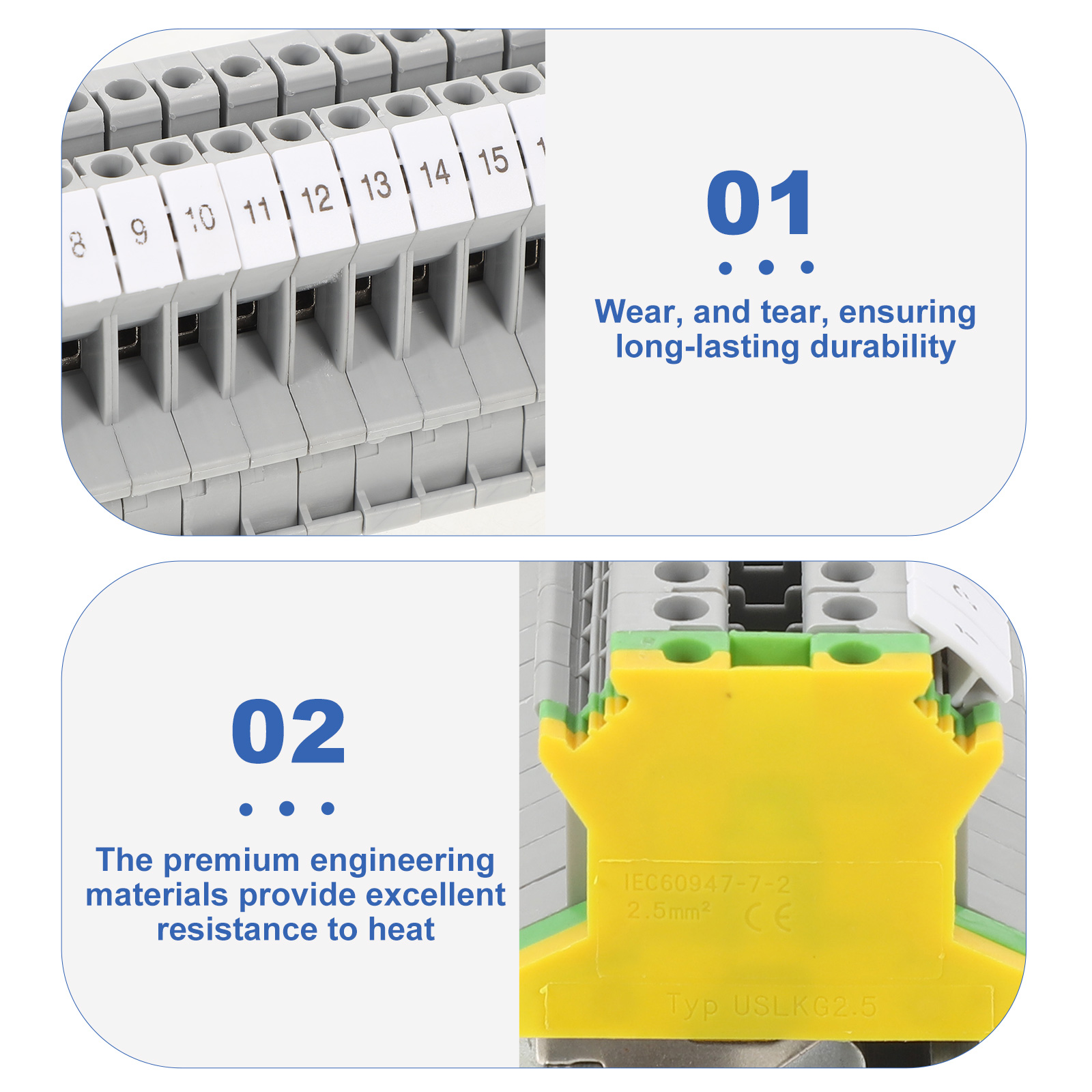 Yardwe 1Set Industrial Din Rail Terminal Block Kit with Screw Terminal Ground Blocks and Marker p