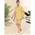 thumbnail image 4 of Camisa a rayas Lars Amadeus hombre manga corta color block Amarillo L, 4 of 6