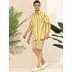 thumbnail image 4 of Camisa a rayas para hombre Lars Amadeus manga corta color block Amarillo M, 4 of 6