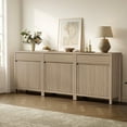 thumbnail image 3 of SICOTAS Farmhouse Buffet Sideboard Cabinet with Drawers, 29" W Fluted Coffee Bar with Adjustable Shelves, Small Modular Storage Cabinet Set of 3 for Dining Room, Living Room, Entryway, Oak, 3 of 9