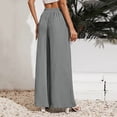 thumbnail image 5 of Womens Solid Casual Drawstring Loose Elastic Waist Beach Leg Palazzo Pants Trousers With Pockets Women Short Pants Casual Windbreaker Pants Women Formal Short Pants for Women Women's Pants Casual Tall, 5 of 5