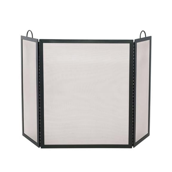 Uniflame Large 3 Fold Black Wrought Iron Fireplace Screen - 54"W